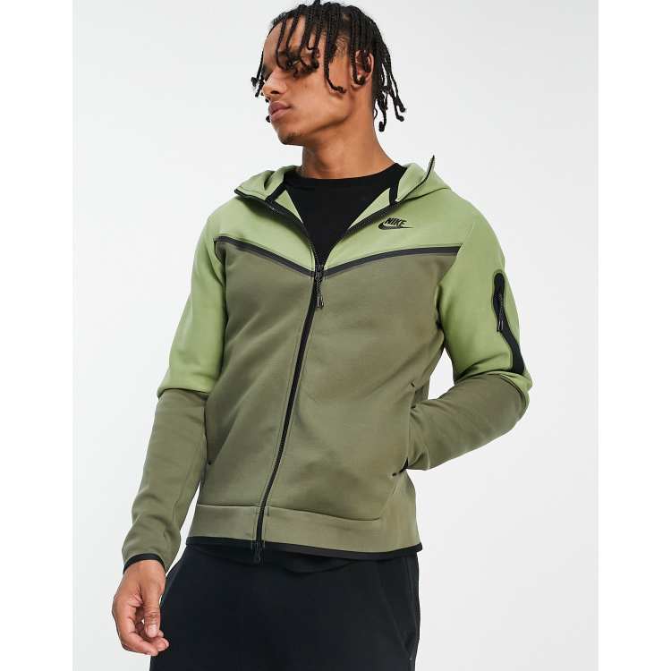 Nike tech fleece hoodie olive green sale