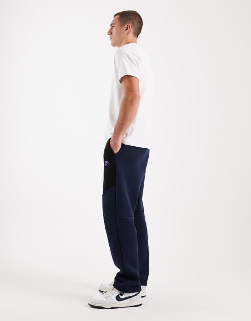 Nike - Tech Fleece - Jogger molletonné à ourlet fendu - Noir/bleu marine, 3 de 5