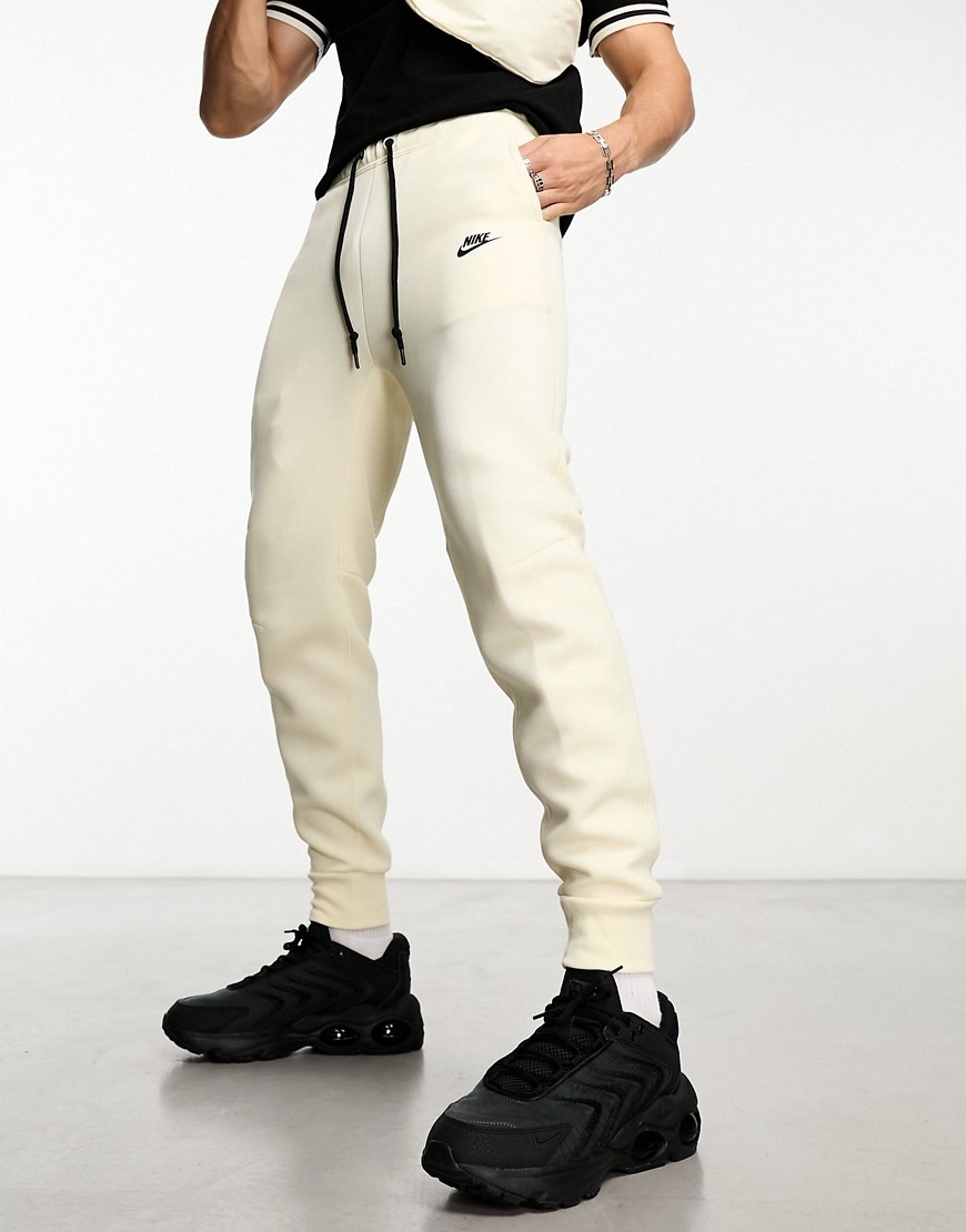 Nike Tech Fleece joggers in cream-White
