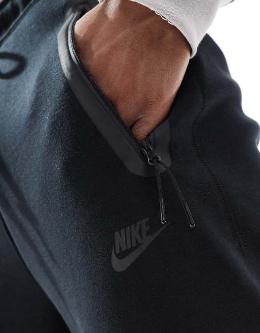 Nike - Tech Fleece Joggers in pile neri con apertura sull'orlo, 5 di 5