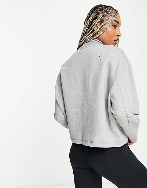 Women Nike Tech Fleece long sleeve turtle beck top in grey 