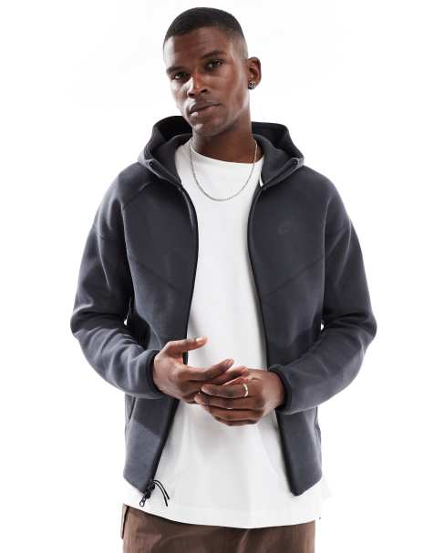 Nike - Tech Fleece - Mørkegrå hættetrøje med lynlås - view 1