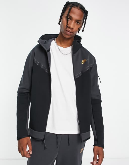 Nike Tech Fleece Oberteil in Schwarz Grau mit durchgehendem ReiBverschluss ASOS