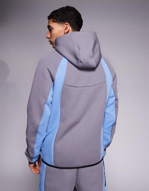 Nike - Tech Fleece Pro - Giacca sportiva grigia e blu con zip, 3 di 5