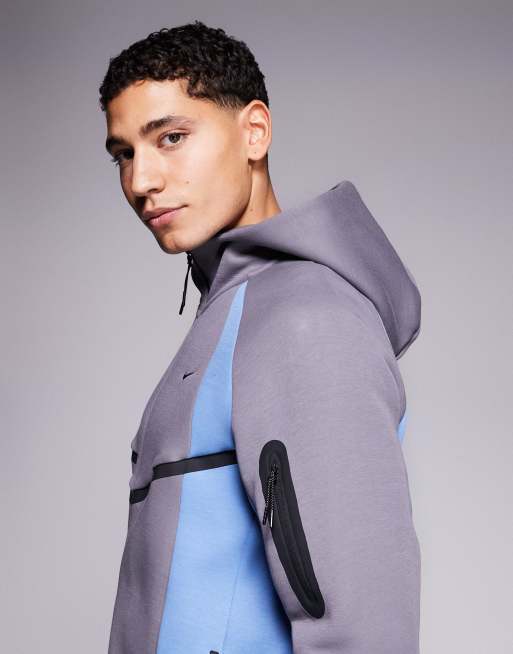 Nike - Tech Fleece Pro - Giacca sportiva grigia e blu con zip, 4 di 5