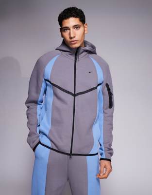 Tech Fleece Pro - Trainingsjacke in Grau und Blau mit durchgehendem Reißverschluss Grau XL