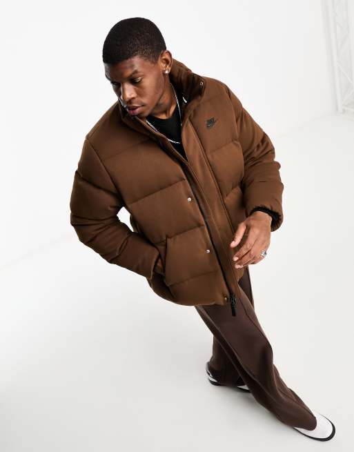 Nike Tech Fleece puffer jacket in brown