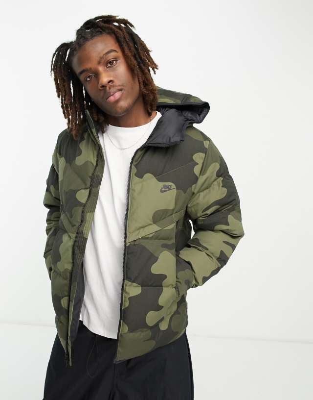 Nike Tech fleece puffer jacket in camo