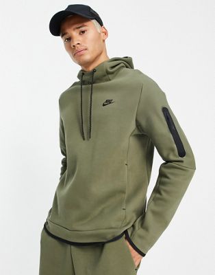 Nike tech fleece pullover hoodie in olive