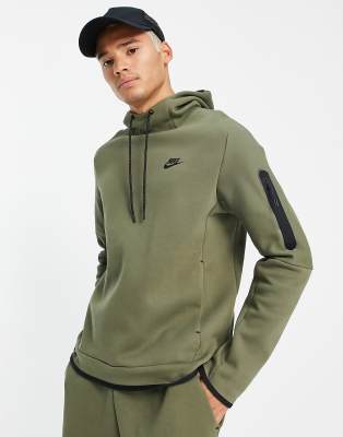 Nike tech fleece pullover hoodie in olive - ASOS Price Checker