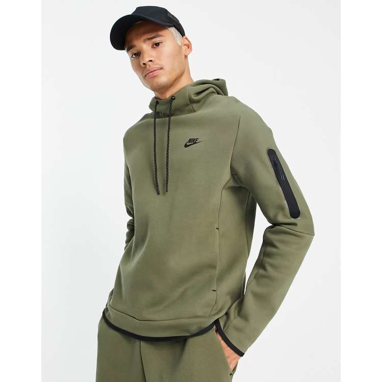 Nike tech fleece pullover hoodie in olive