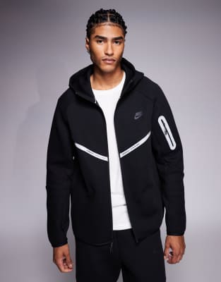 NIKE Tech Fleece フルジップパーカー リフレクティブM Nike Tech Fleece reflective full zip hoodie in black | ASOS