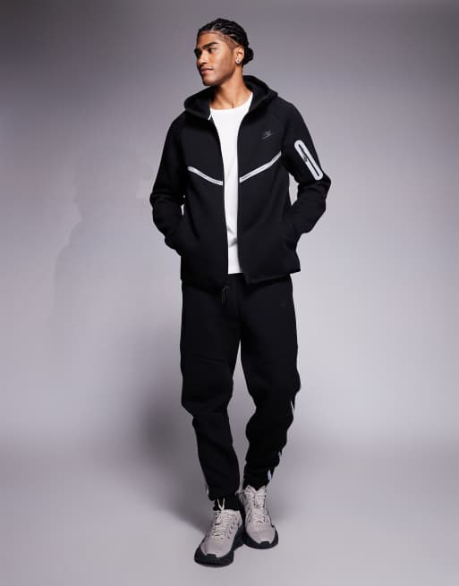 Nike Tech Fleece reflective full zip hoodie in black