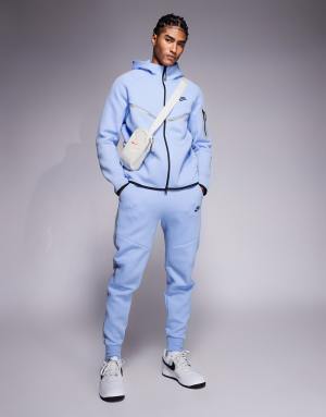 Nike Tech Fleece reflective full zip hoodie in light blue