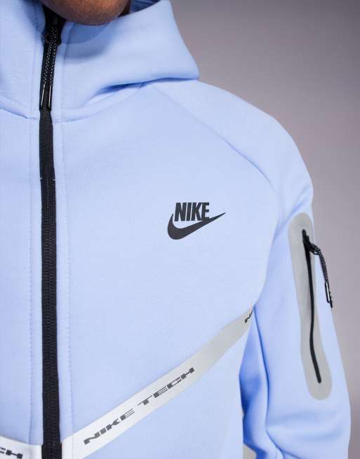 Nike Tech Fleece reflective full zip hoodie in light blue | ASOS