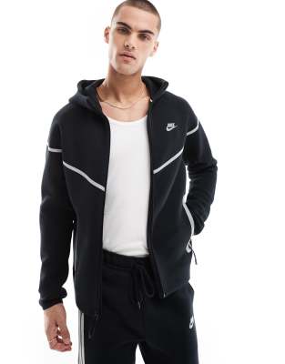 Nike Nike Tech Fleece reflective full zip Windrunner hoodie in black