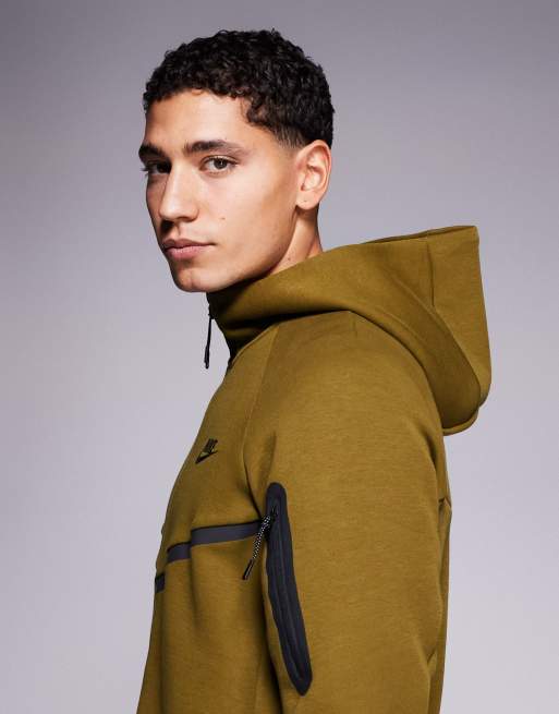 Nike – Tech Fleece – Trainingsjacke in Khaki mit durchgehendem Reißverschluss, 4 von 5