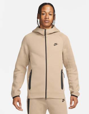 Nike Tech Fleece winter hoodie in beige