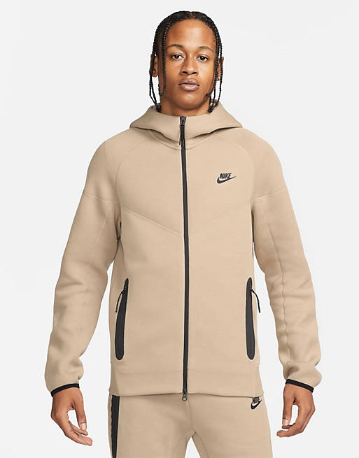 Nike Tech Fleece winter hoodie in beige | ASOS