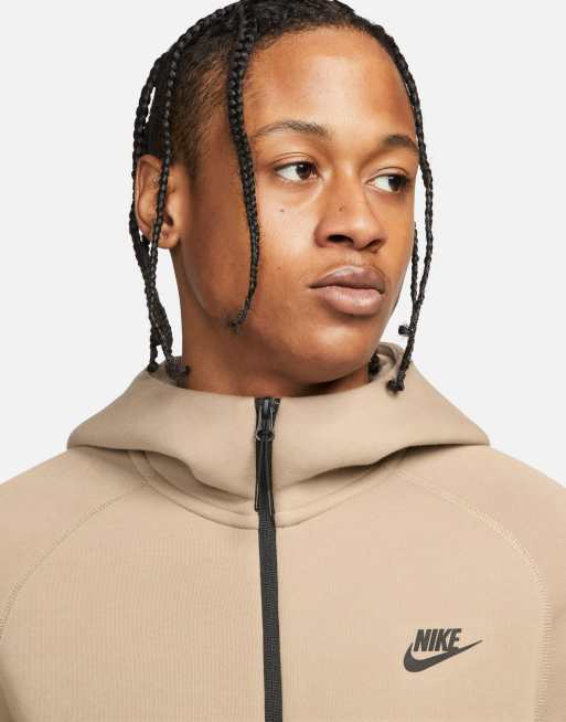 Nike Tech Fleece winter hoodie in white and khaki