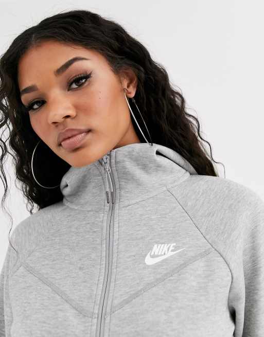 Nike tech fleece zip best sale through hoodie in grey