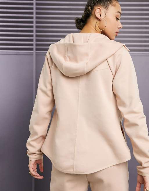 Nike tech fleece zip through beige hoodie