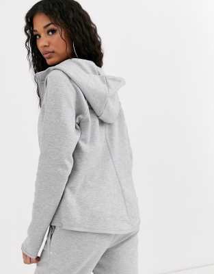 nike tech fleece zip through hoodie in grey