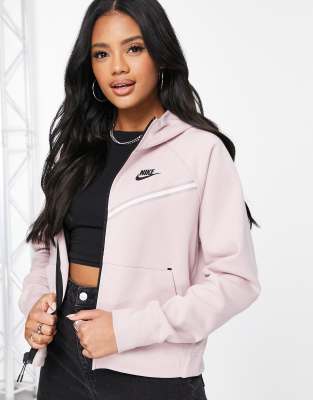 Nike Tech Fleece Zip Through Hoodie In Light Pink Suit 9 | ModeSens