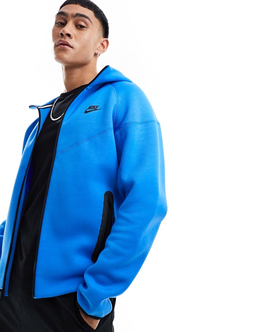 Nike Tech Fleece zip thru hoodie in blue
