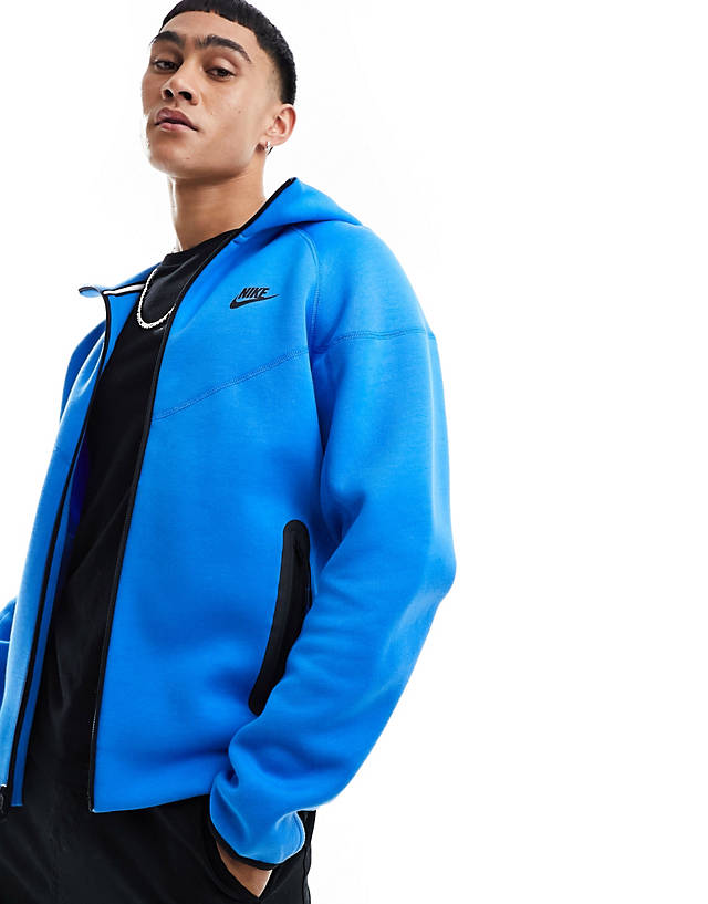 Nike - tech fleece zip thru hoodie in blue