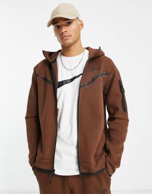 Nike tech fleece zip thru hoodie in cacao - ASOS Price Checker