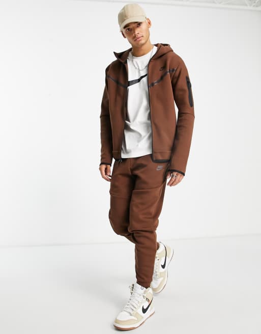 brown nike tech fleece tracksuit