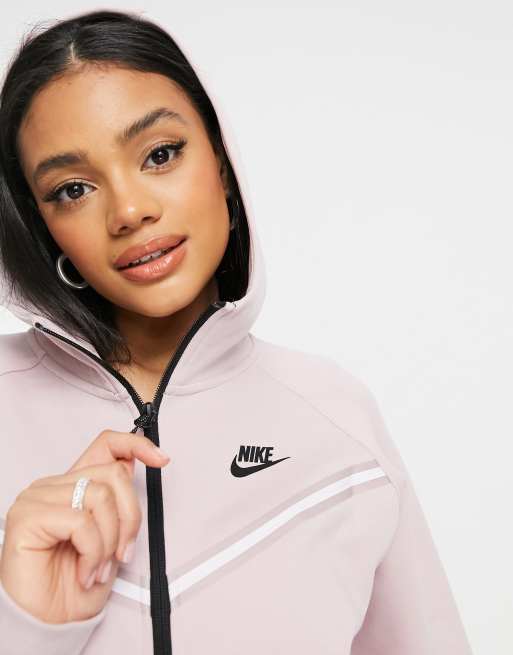 Nike Tech Fleece zip thru hoodie in light pink