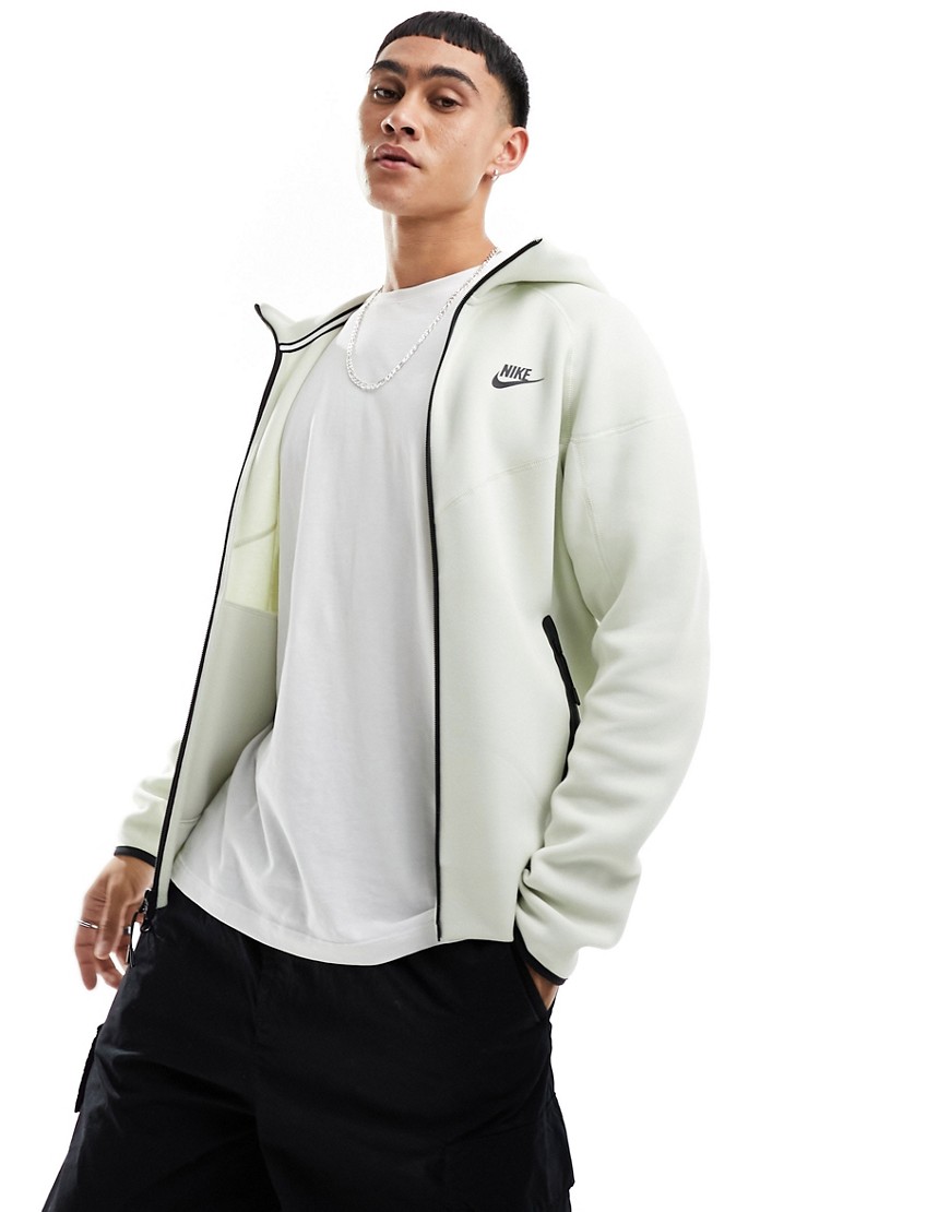 Nike Tech Fleece zip thru hoodie in off white