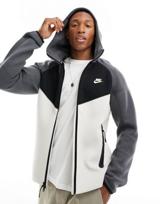 Nike Tech Fleece zip thru hoodie in white, black and grey
