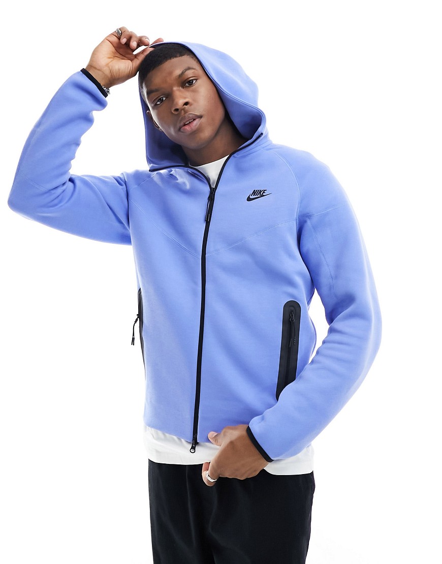 Shop Nike Tech Fleece Zip Up Hoodie In Blue