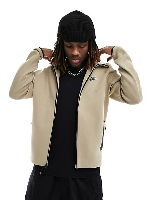 Nike Tech Fleece zip up hoodie in khaki