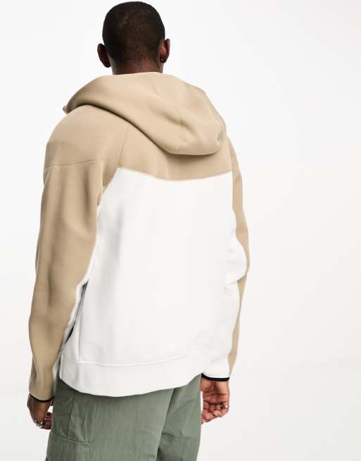 Nike Tech Fleece zip up hoodie in stone and brown ASOS