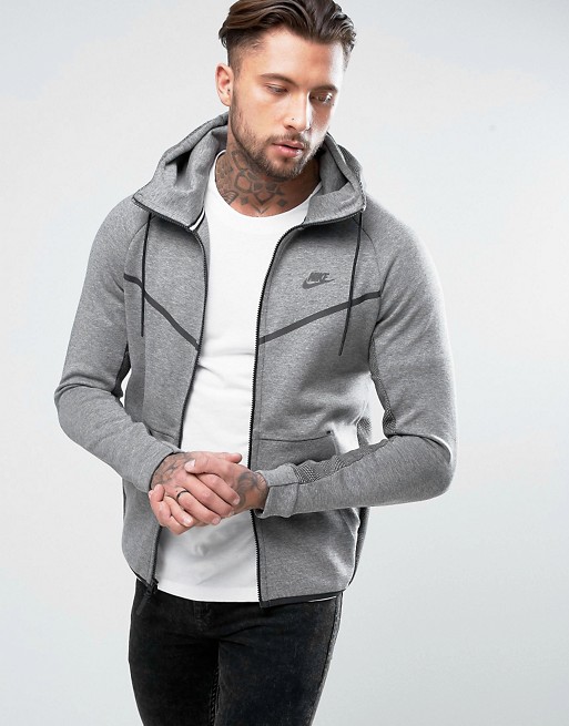 Nike Tech Fleece Zip-up Hoodie With Contrast Hood In Grey 836422-010 | ASOS