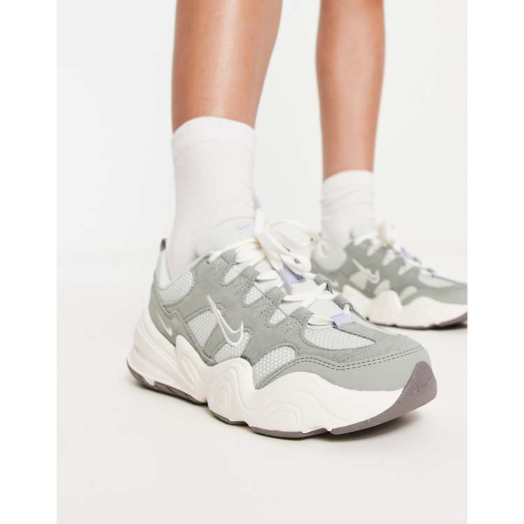 Nike Tech Hera trainers in light silver and mica green | ASOS