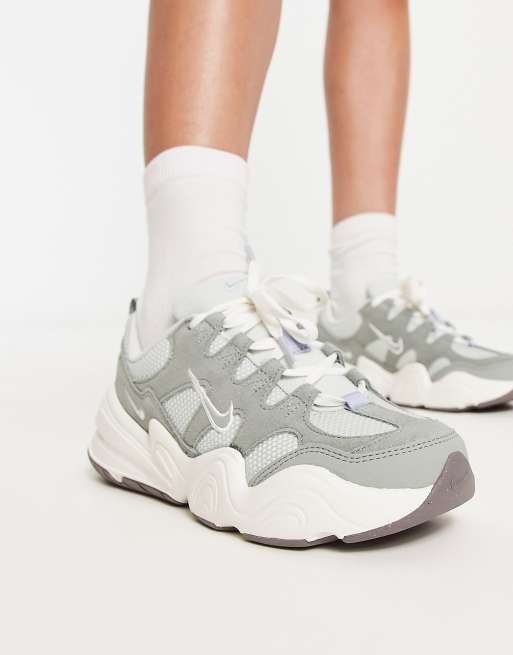 Nike Tech Hera trainers in light silver and mica green ASOS