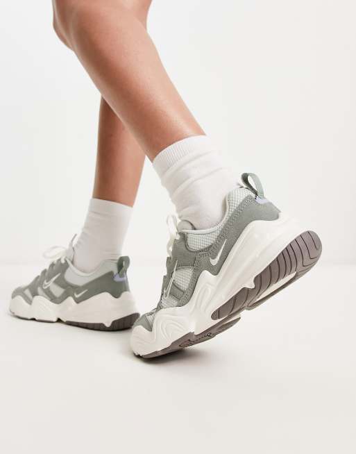 Nike Tech Hera trainers in light silver and mica green ASOS