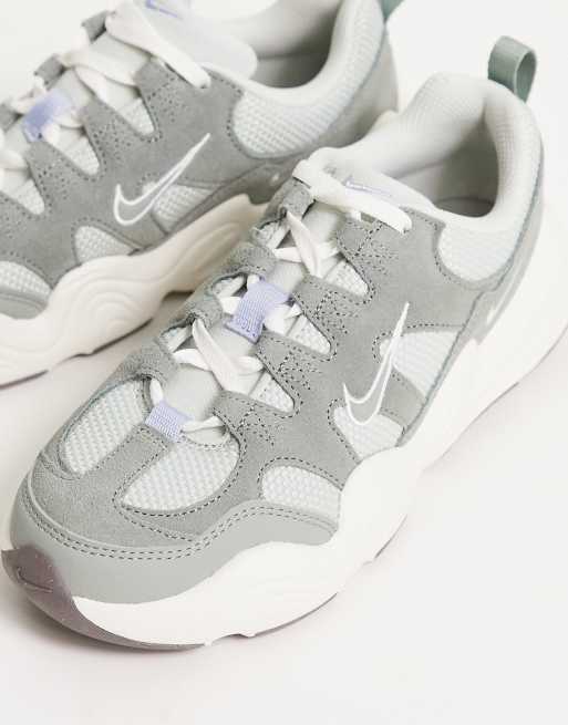 Nike Tech Hera trainers in light silver and mica green ASOS