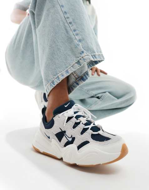 Nike Tech Hera trainers in off white with navy detail - view 1