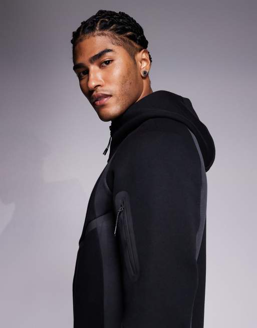 Nike - Tech Pro - Fleece hoodie met rits in zwart en grijs, 4 van 5