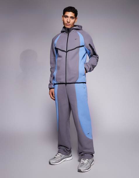 Nike Tech Pro track sweatpants in gray and blue - view 1