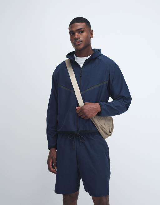 Nike - Tech Shori - Giacca sportiva blu navy con cappuccio e chiusura zip, 3 di 9