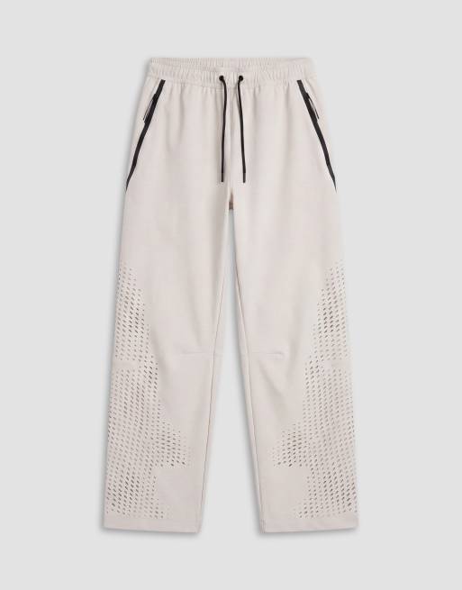 Nike Tech Shori joggers a gamba larga traforati beige chiaro, 6 di 9