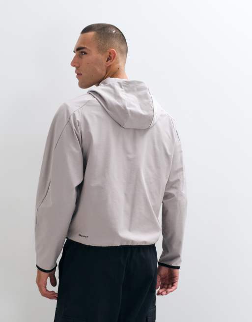 Nike Tech Shori knitted windrunner full zip jacket in light grey, 2 of 5