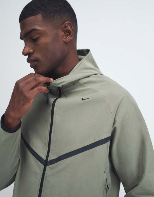 Nike – Tech – Shori – Ljus, kakifärgad träningsjacka med dragkedja och huva , 3 av 9